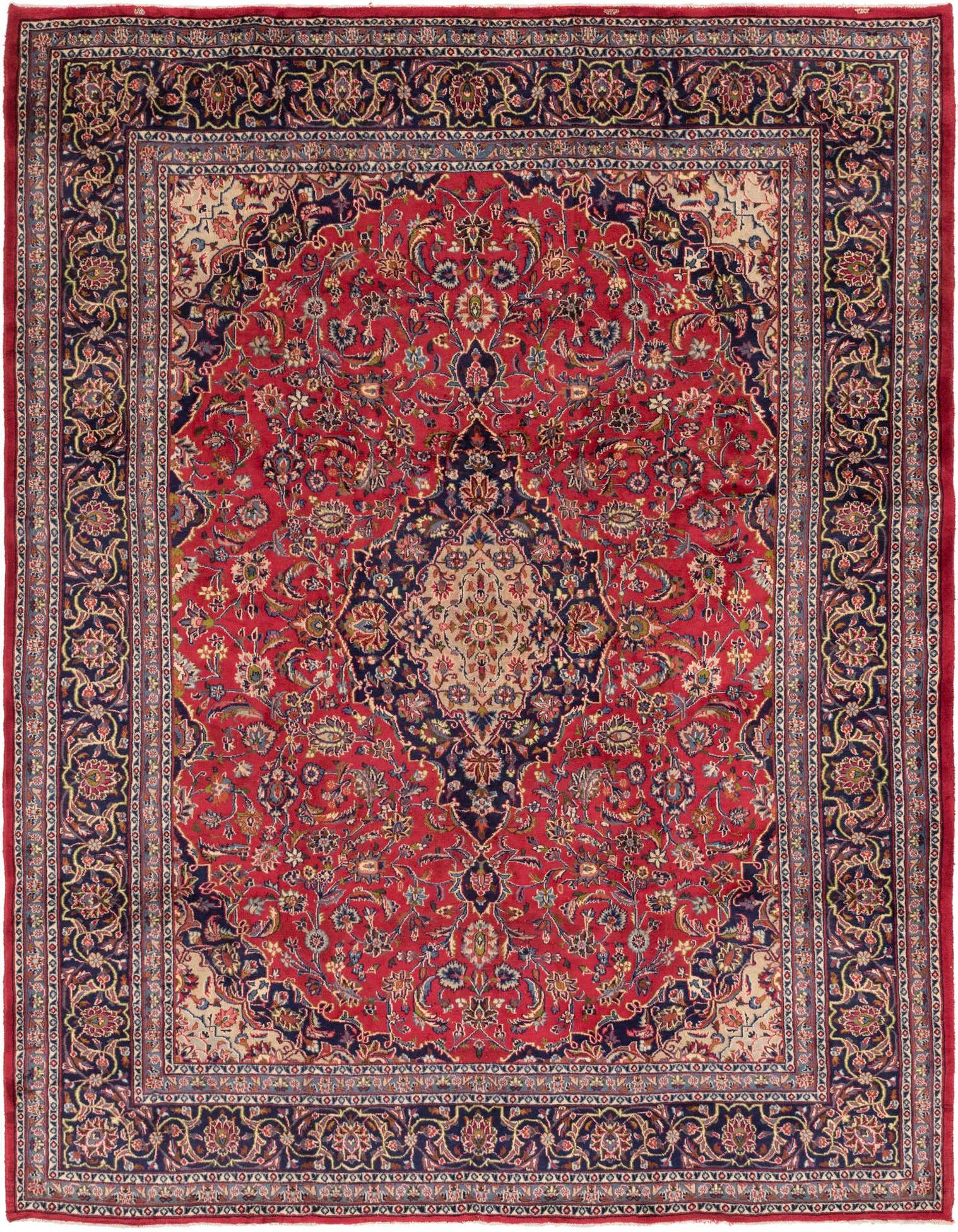 9' 9 x 12' 8 Hand Knotted Mashad Persian Wool Rug