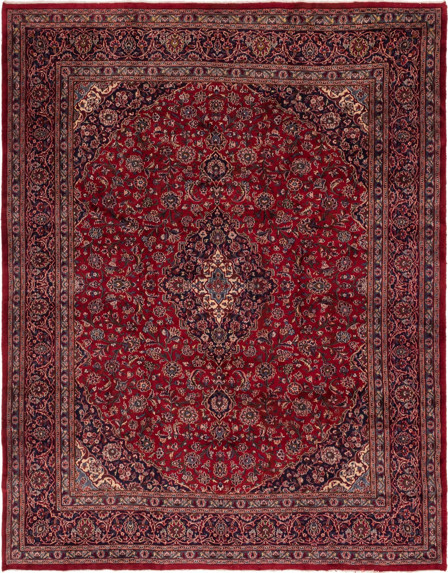 9' 10 x 12' 6 Hand Knotted Mashad Persian Wool Rug