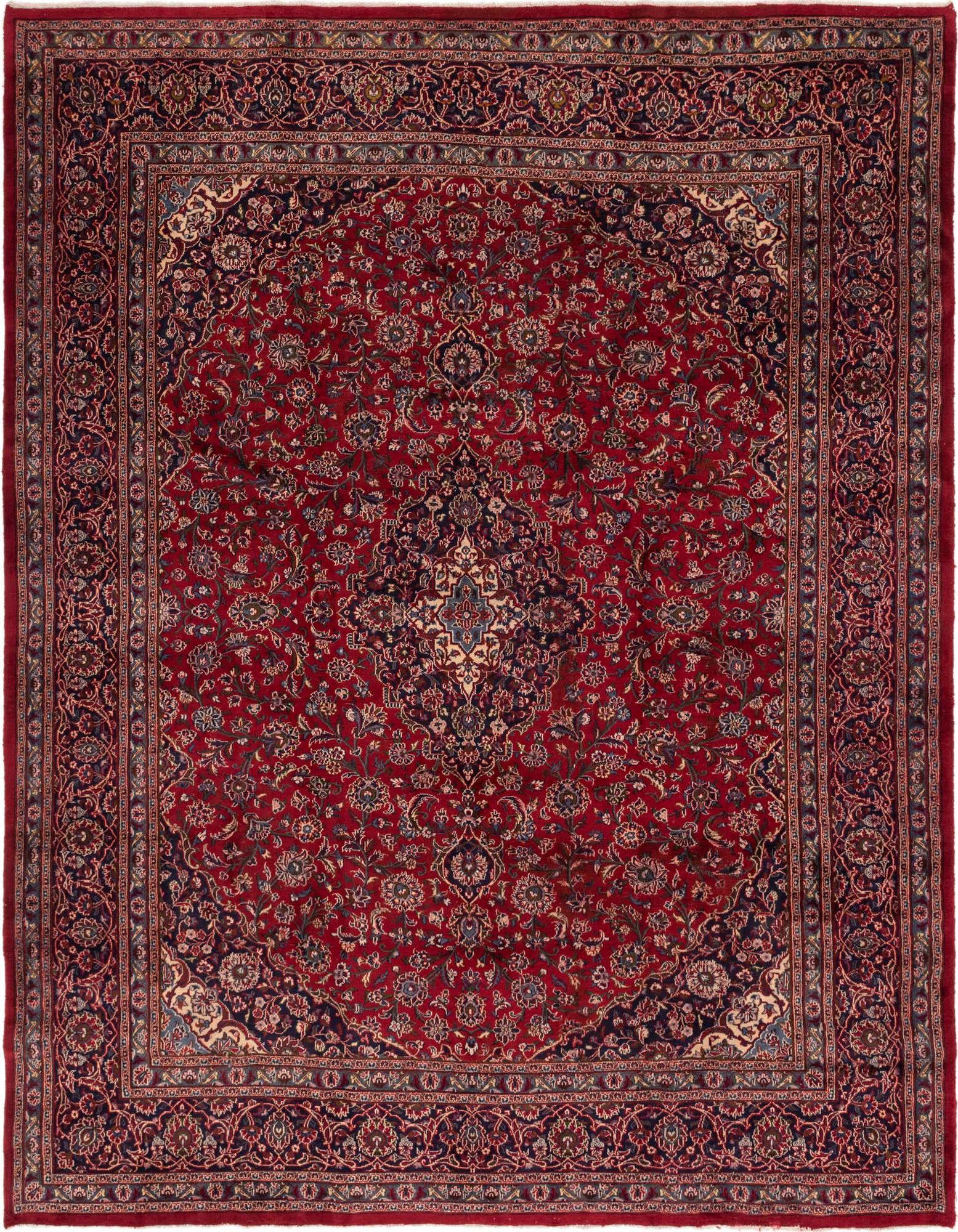 9' 10 x 12' 6 Hand Knotted Mashad Persian Wool Rug