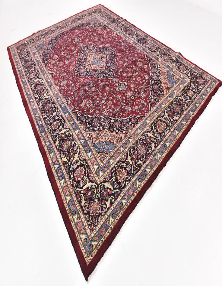 Detail image of 9' 7 x 13' 6 Hand Knotted Mashad Persian Wool Rug