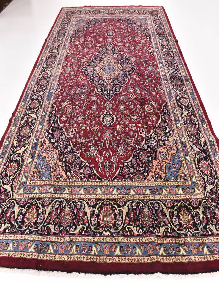 Detail image of 9' 7 x 13' 6 Hand Knotted Mashad Persian Wool Rug