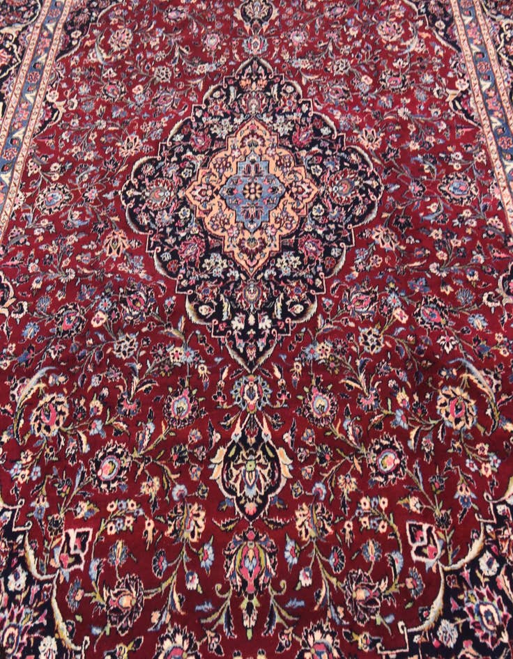 Detail image of 9' 7 x 13' 6 Hand Knotted Mashad Persian Wool Rug