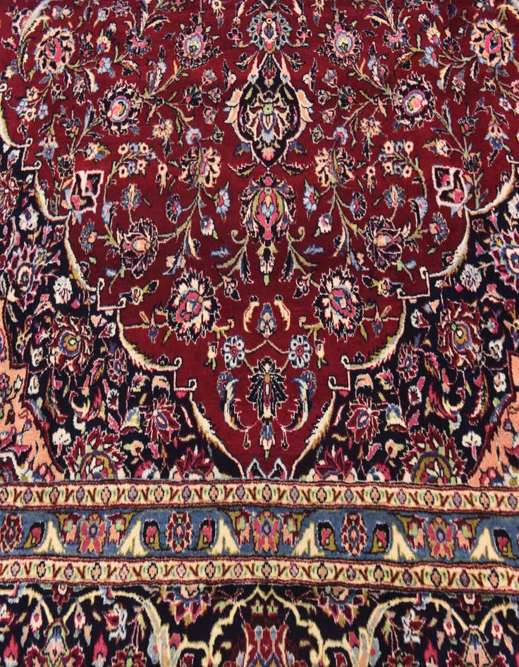 Detail image of 9' 7 x 13' 6 Hand Knotted Mashad Persian Wool Rug