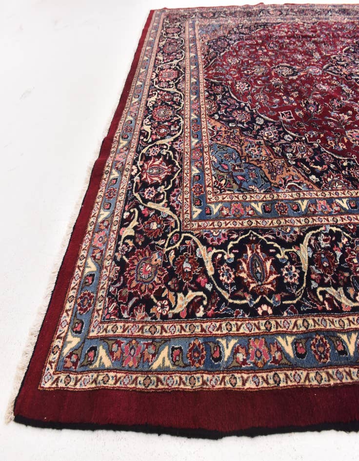 Detail image of 9' 7 x 13' 6 Hand Knotted Mashad Persian Wool Rug