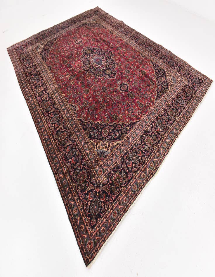 Detail image of 9' 7 x 12' Hand Knotted Mashad Persian Wool Rug
