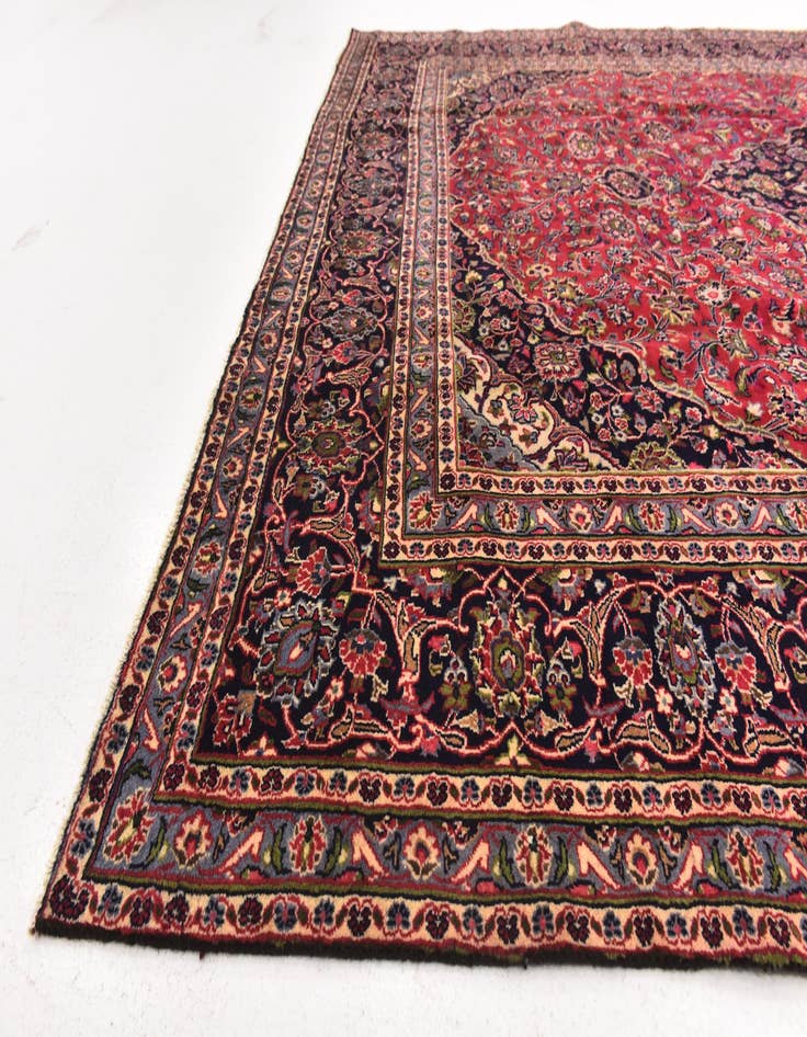 Detail image of 9' 7 x 12' Hand Knotted Mashad Persian Wool Rug
