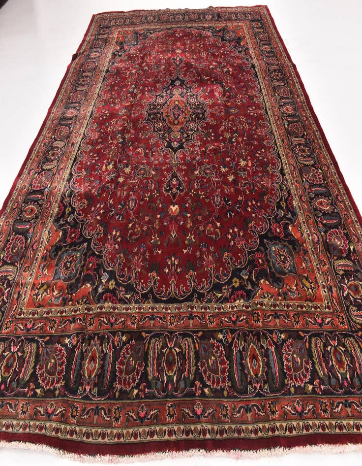 Detail image of 10' x 12' 8  Hand Knotted Mashad Persian Wool Rug