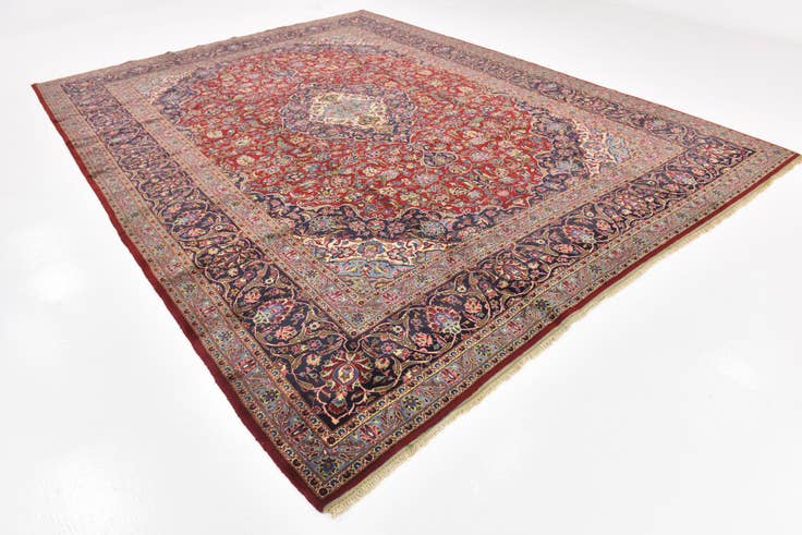 Detail image of 10' x 13' 5 Hand Knotted Mashad Persian Wool Rug
