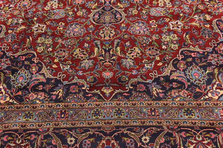 Detail image of 10' x 13' 5 Hand Knotted Mashad Persian Wool Rug