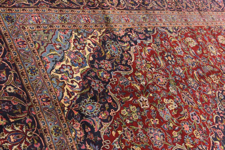 Detail image of 10' x 13' 5 Hand Knotted Mashad Persian Wool Rug