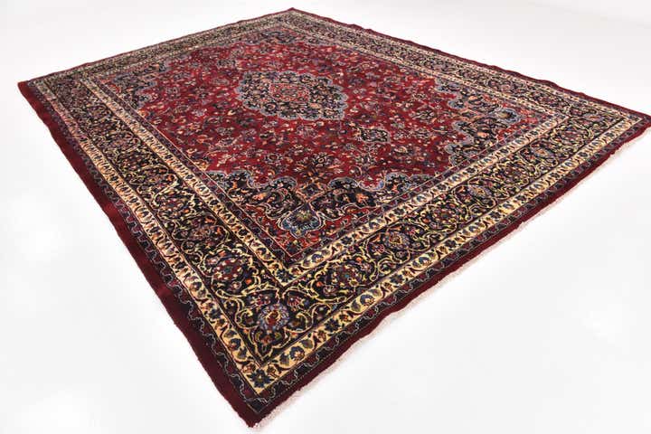 9' 9 x 12' 8 Hand Knotted Mashad Persian Wool Rug