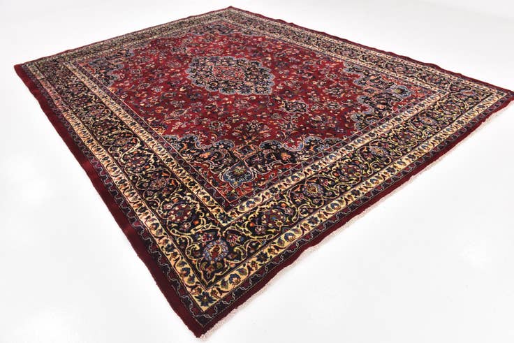 Detail image of 9' 9 x 12' 8 Hand Knotted Mashad Persian Wool Rug