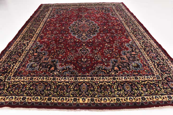 9' 9 x 12' 8 Hand Knotted Mashad Persian Wool Rug
