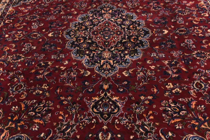 Detail image of 9' 9 x 12' 8 Hand Knotted Mashad Persian Wool Rug