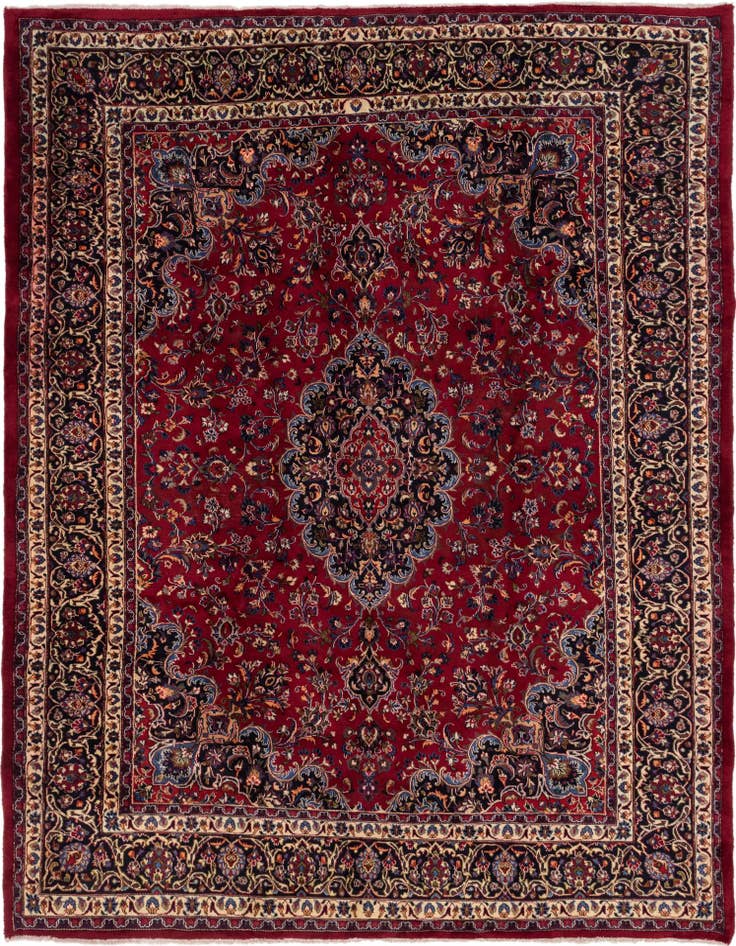 Detail image of 9' 9 x 12' 8 Hand Knotted Mashad Persian Wool Rug