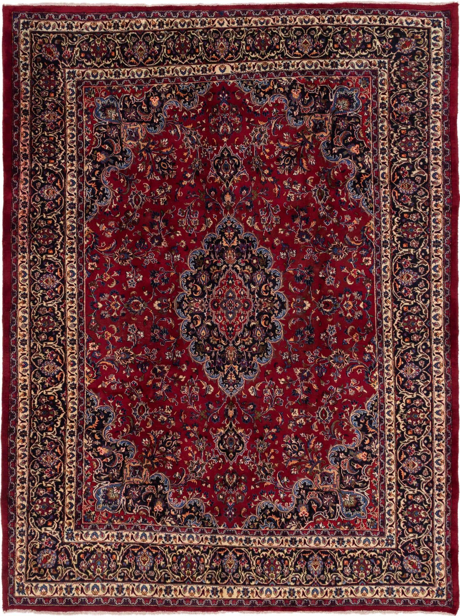 9' 9 x 12' 8 Hand Knotted Mashad Persian Wool Rug