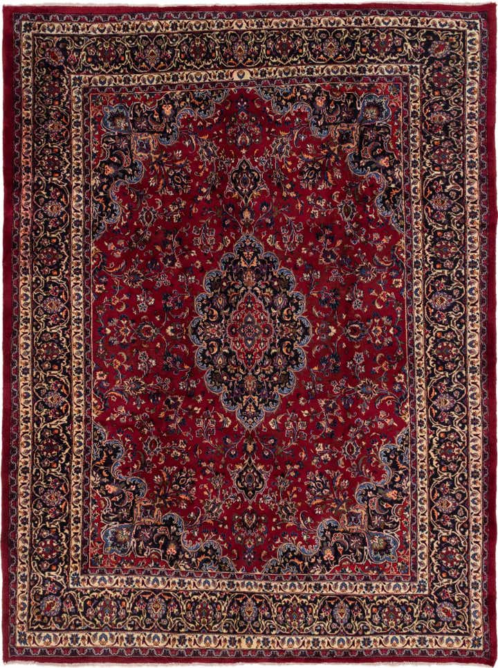 9' 9 x 12' 8 Hand Knotted Mashad Persian Wool Rug