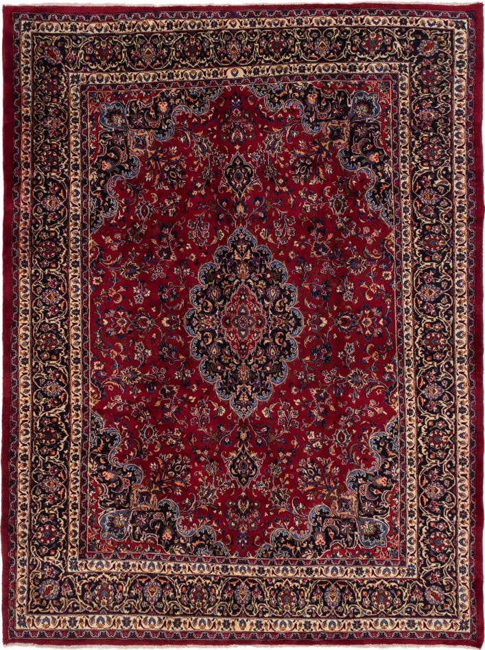Detail image of 9' 9 x 12' 8 Hand Knotted Mashad Persian Wool Rug