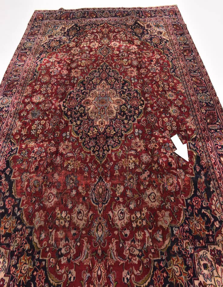 Detail image of 9' 3 x 11' 8 Hand Knotted Mashad Persian Wool Rug