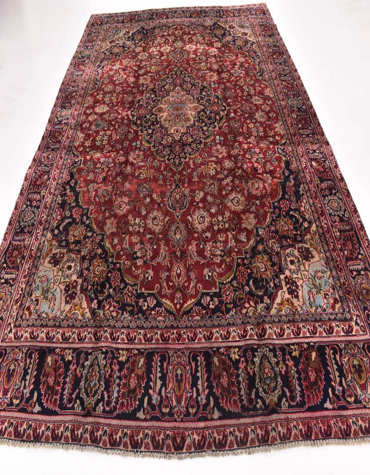 Detail image of 9' 3 x 11' 8 Hand Knotted Mashad Persian Wool Rug