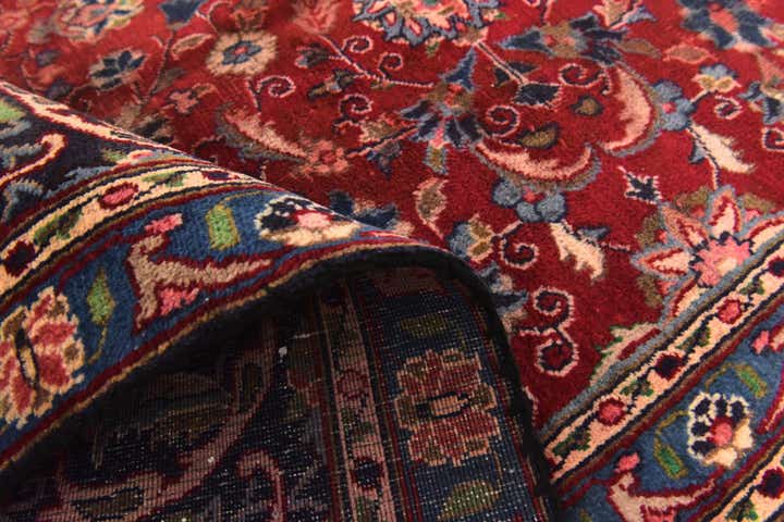 9' x 12' 10 Hand Knotted Mashad Persian Wool Rug