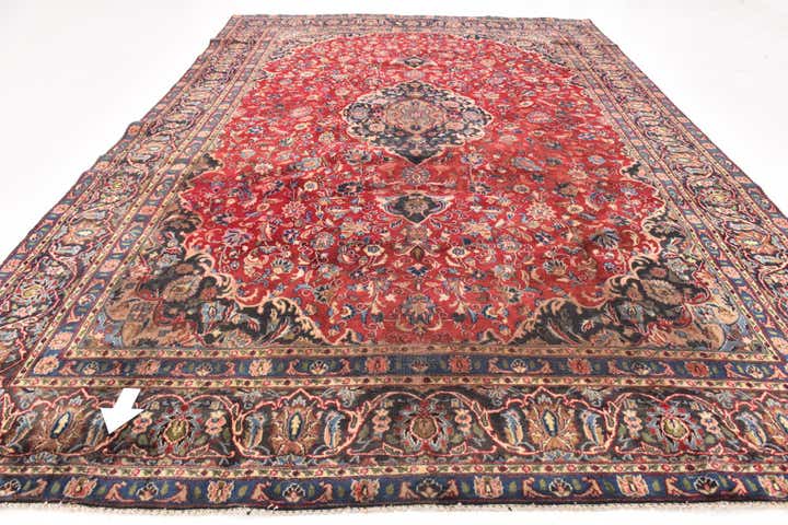9' x 12' 10 Hand Knotted Mashad Persian Wool Rug