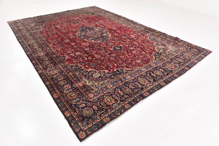 Detail image of 9' x 12' 10 Hand Knotted Mashad Persian Wool Rug