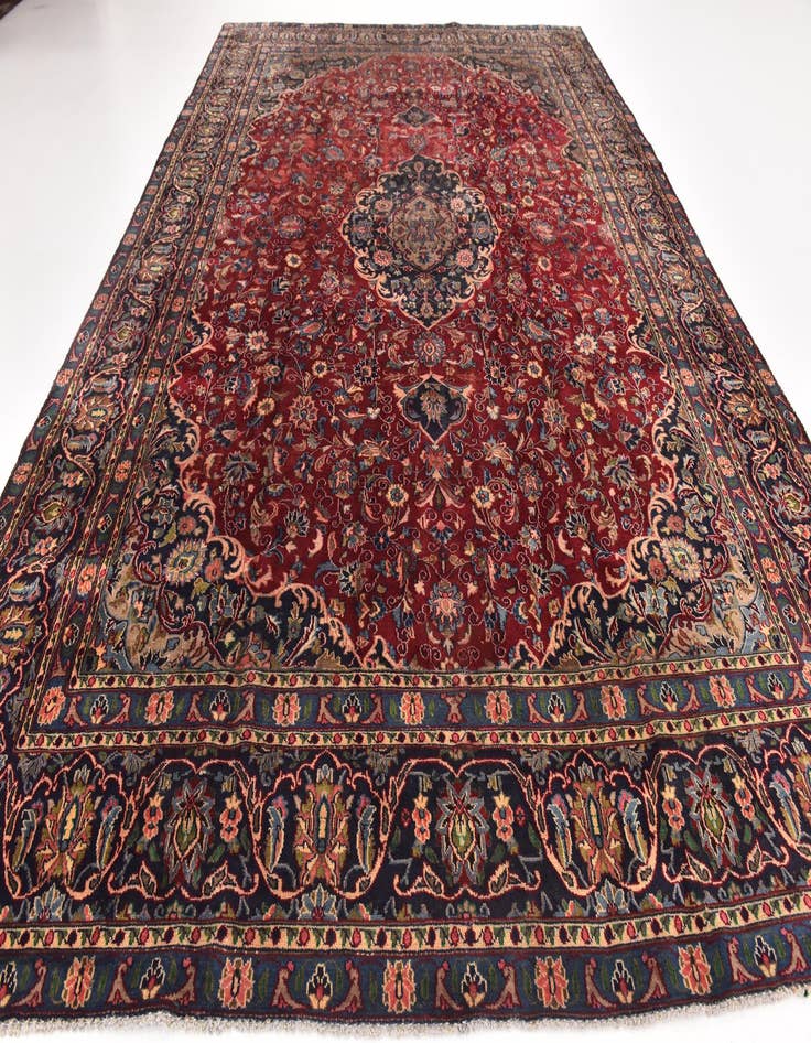 Detail image of 9' x 12' 10  Hand Knotted Mashad Persian Wool Rug