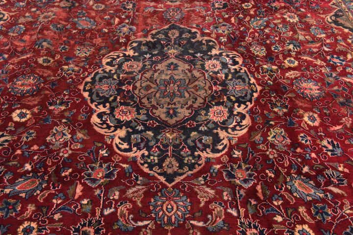 9' x 12' 10 Hand Knotted Mashad Persian Wool Rug