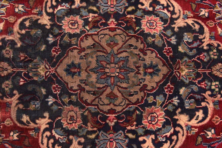 Detail image of 9' x 12' 10 Hand Knotted Mashad Persian Wool Rug