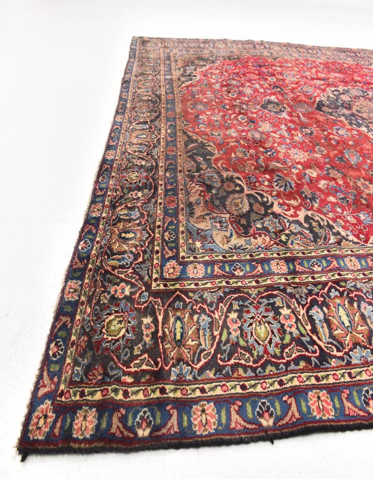 Detail image of 9' x 12' 10  Hand Knotted Mashad Persian Wool Rug