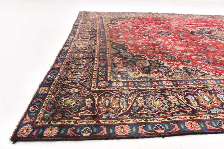 9' x 12' 10 Hand Knotted Mashad Persian Wool Rug