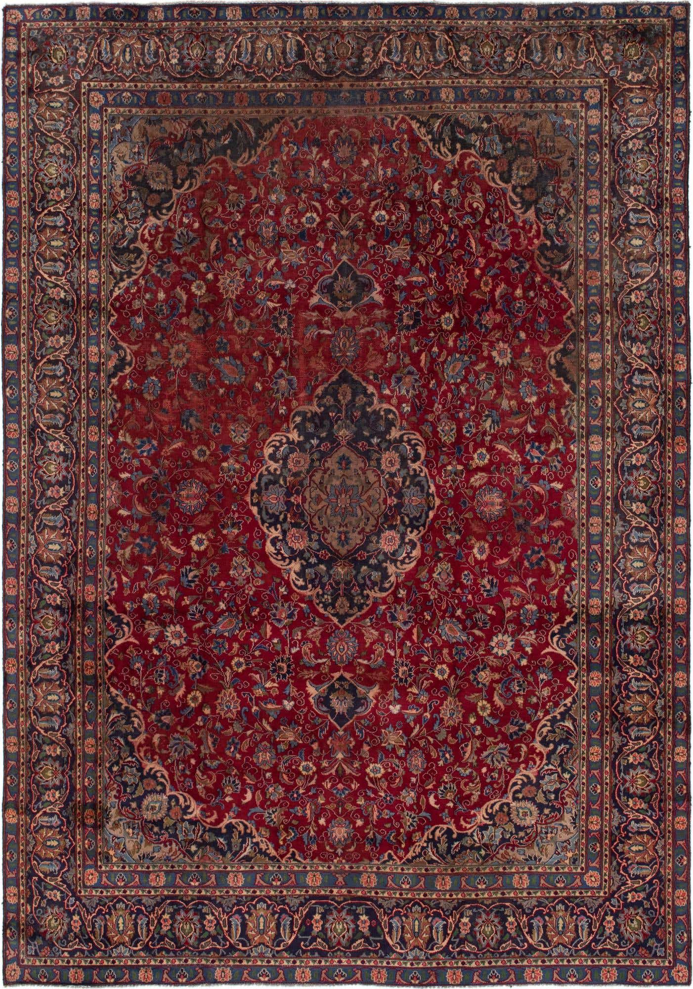 9' x 12' 10 Hand Knotted Mashad Persian Wool Rug