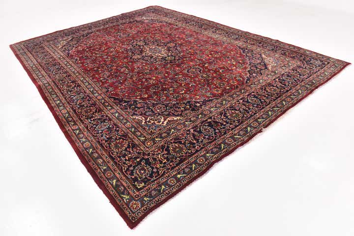9' 9 x 12' 9 Hand Knotted Mashad Persian Wool Rug