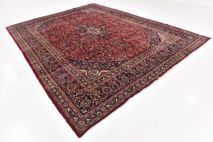 Detail image of 9' 9 x 12' 9 Hand Knotted Mashad Persian Wool Rug