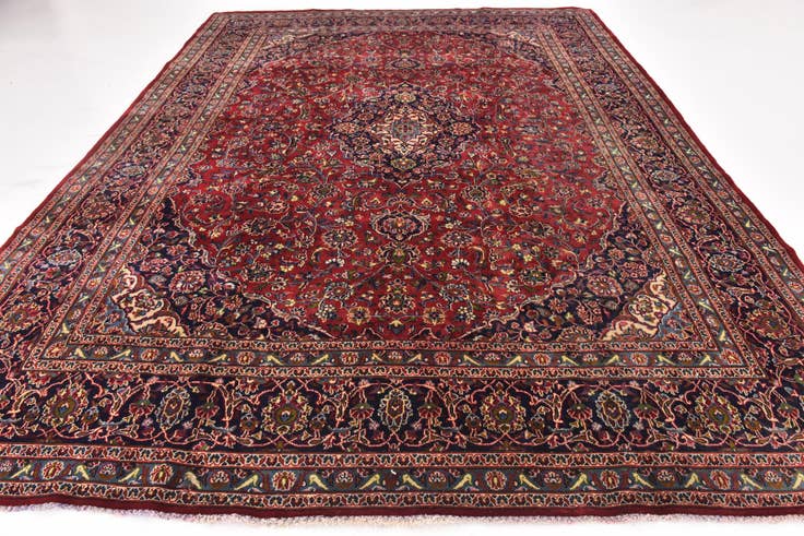 Detail image of 9' 9 x 12' 9 Hand Knotted Mashad Persian Wool Rug