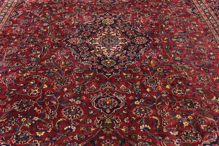 9' 9 x 12' 9 Hand Knotted Mashad Persian Wool Rug