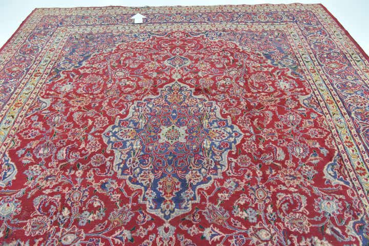 9' 10 x 12' 6 Hand Knotted Mashad Persian Wool Rug