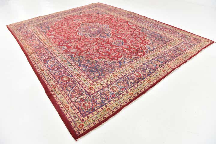 9' 10 x 12' 6 Hand Knotted Mashad Persian Wool Rug