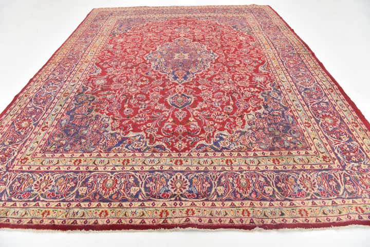 9' 10 x 12' 6 Hand Knotted Mashad Persian Wool Rug