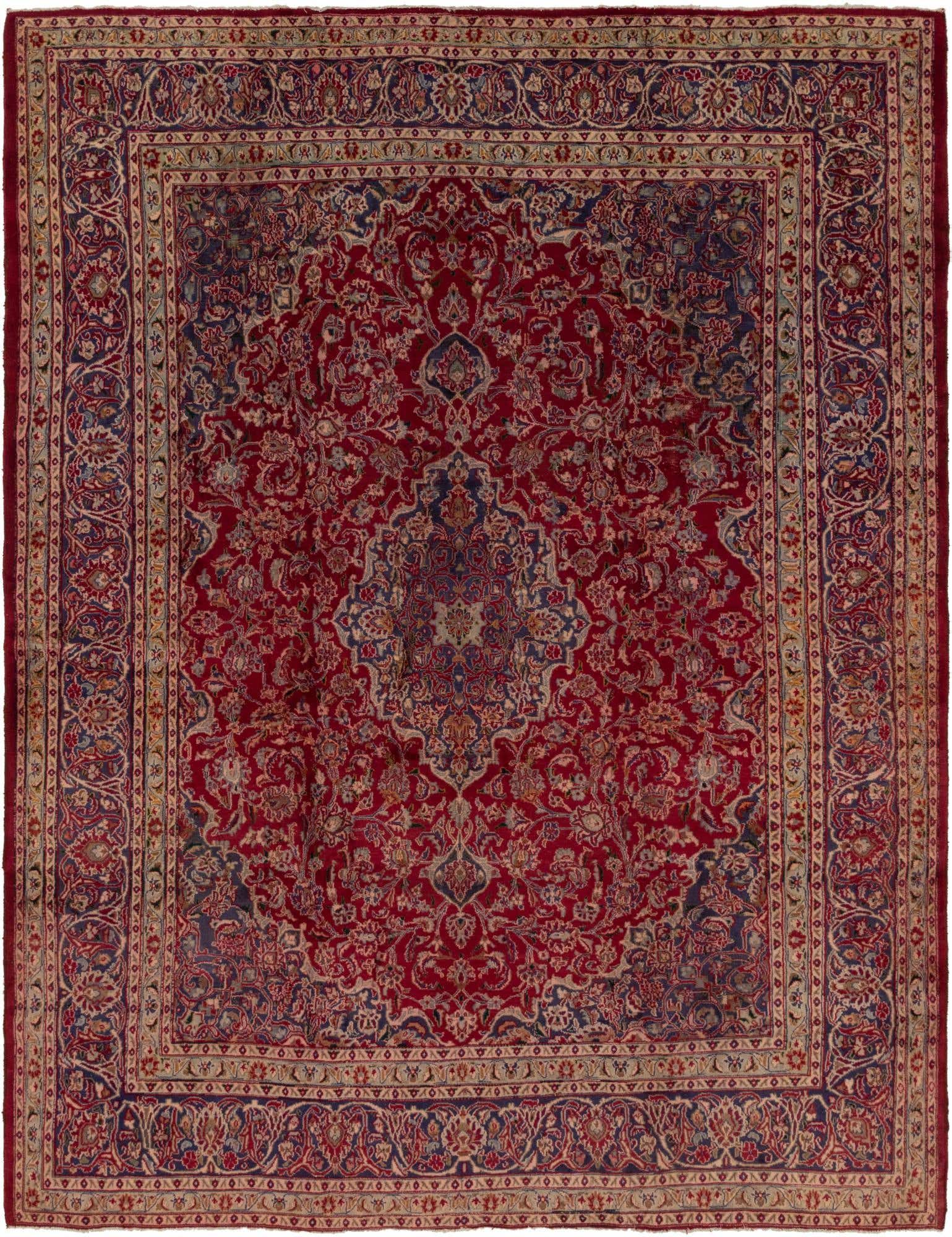 9' 10 x 12' 6 Hand Knotted Mashad Persian Wool Rug