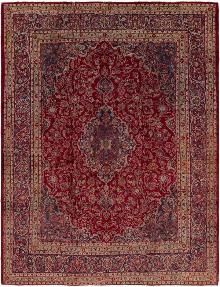 9' 10 x 12' 6 Hand Knotted Mashad Persian Wool Rug