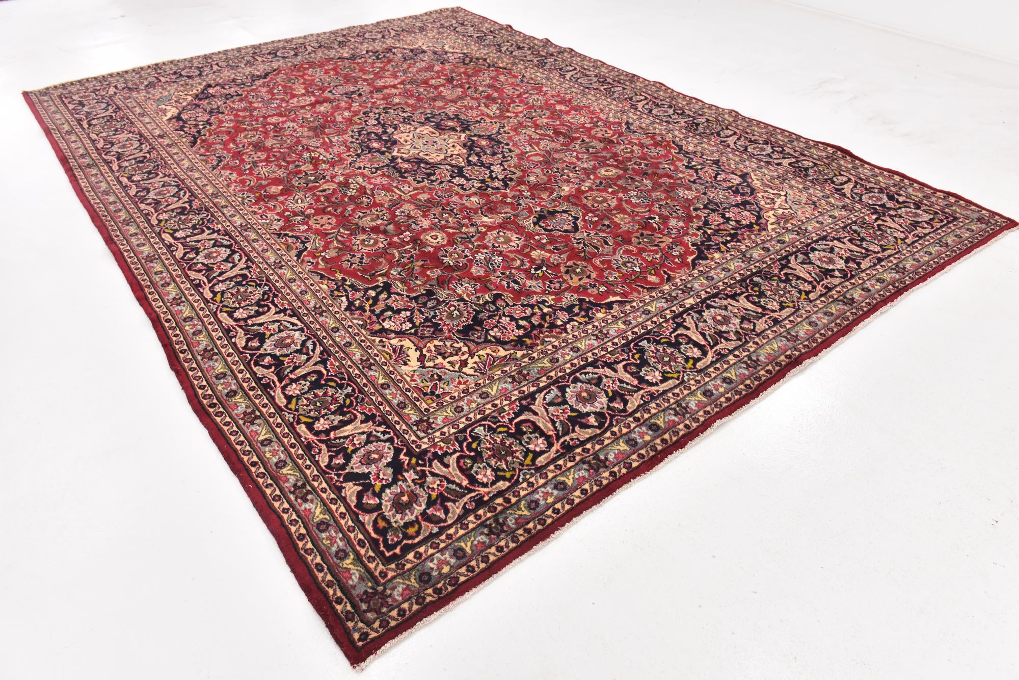 9' 6 x 13' Hand Knotted Mashad Persian Wool Rug