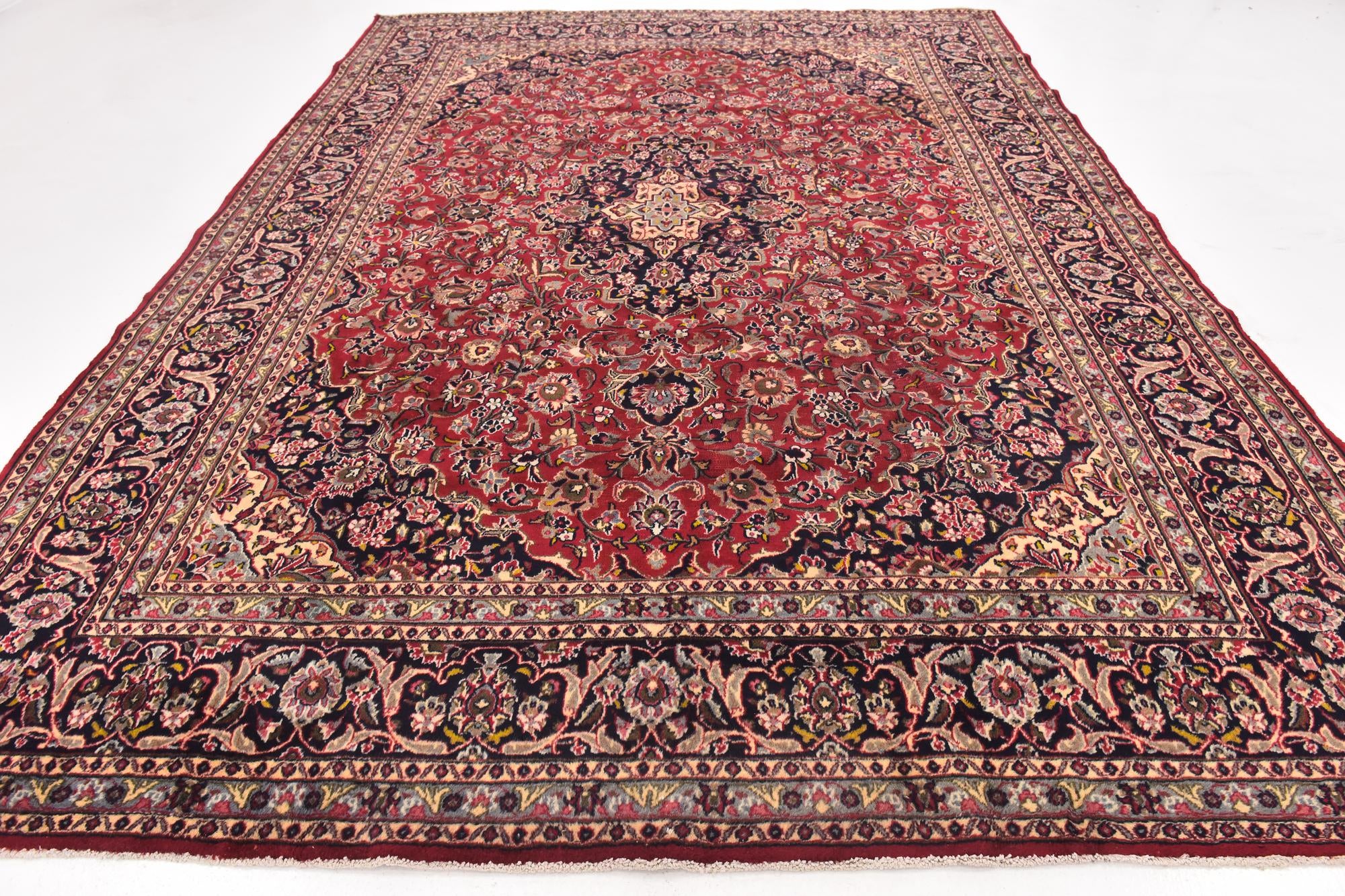 9' 6 x 13' Hand Knotted Mashad Persian Wool Rug