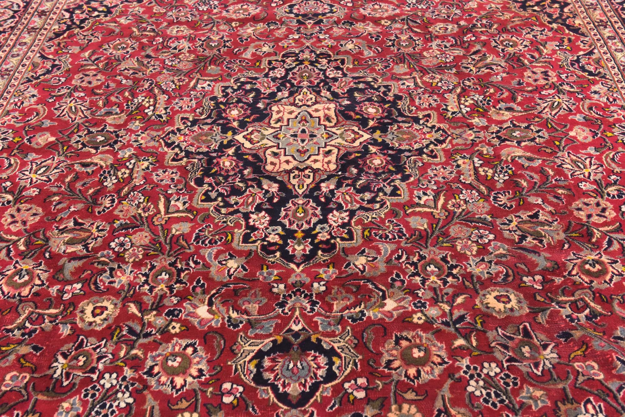 9' 6 x 13' Hand Knotted Mashad Persian Wool Rug