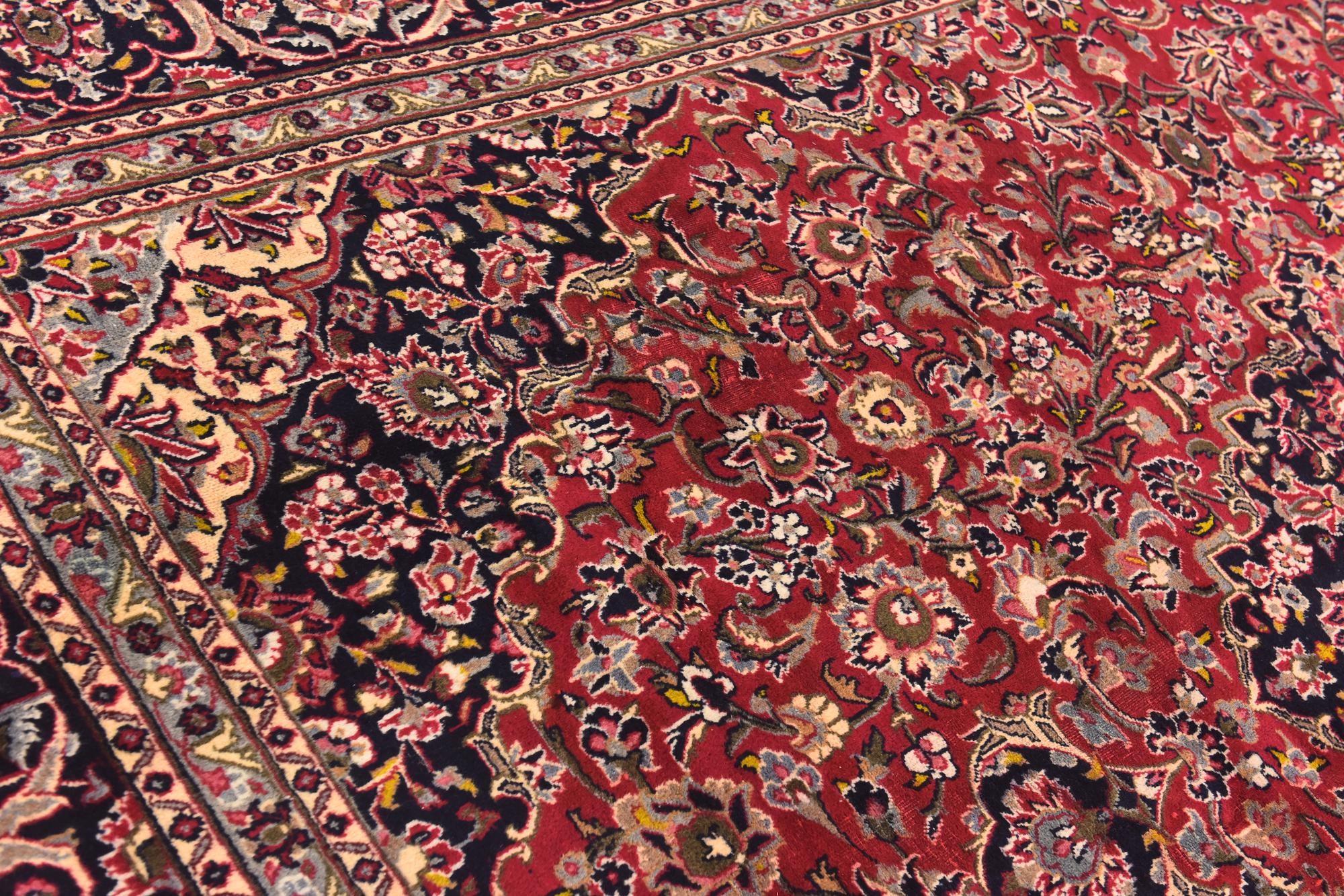 9' 6 x 13' Hand Knotted Mashad Persian Wool Rug