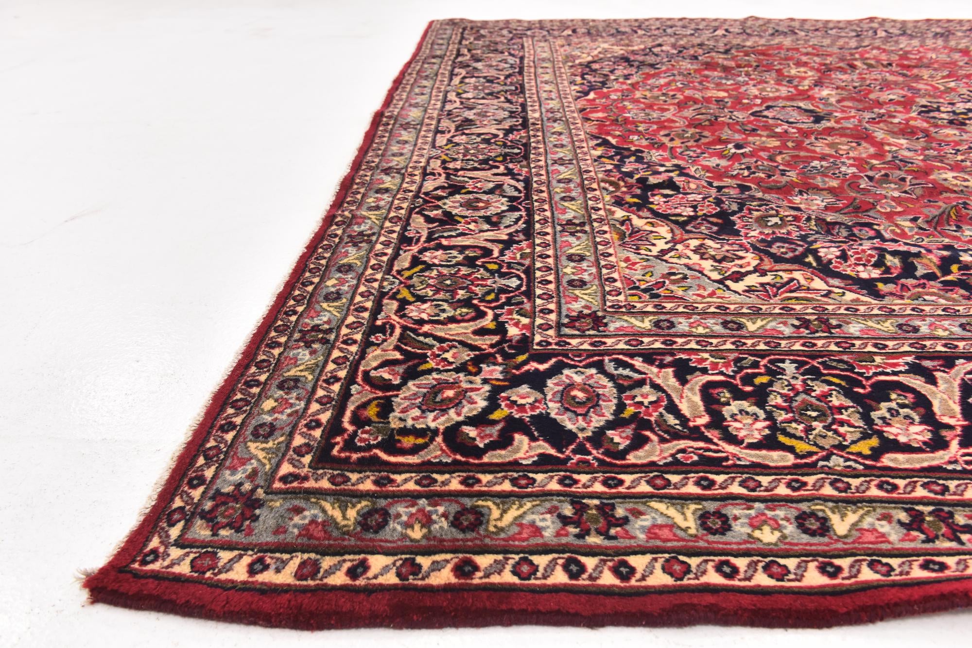 9' 6 x 13' Hand Knotted Mashad Persian Wool Rug