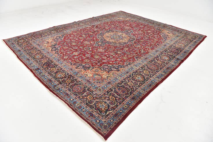 Detail image of 9' 9 x 12' 9 Hand Knotted Mashad Persian Wool Rug