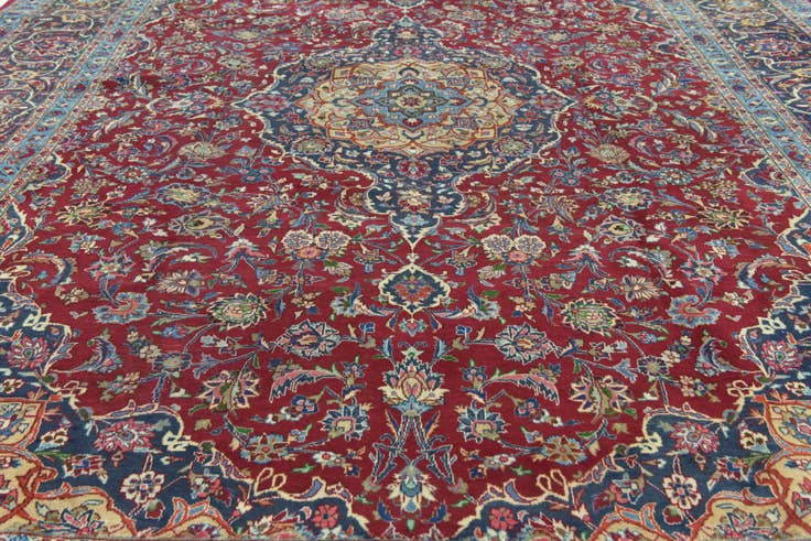 Detail image of 9' 9 x 12' 9 Hand Knotted Mashad Persian Wool Rug