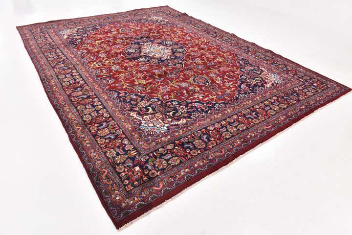 9' 8 x 12' 10 Hand Knotted Mashad Persian Wool Rug